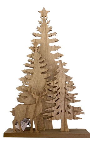 [2543290] 17"H B/O LIGHTED LASER CUT TREE TABLETOP DECOR