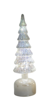 [2745280]  13"H B/O LIGHTED ROTATING GLITTERED GLASS CHRISTMAS TREE
