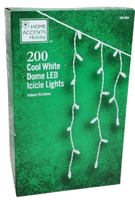 [24RT2562415CW] 200 COOL WHITE MINI LED ICICLE LIGHTS INDOOR/OUTDOOR