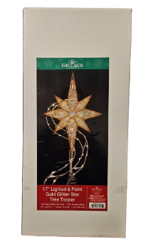 [AD1056] 17" Pre-Lit Gold Glittered 8-point Star Treetop