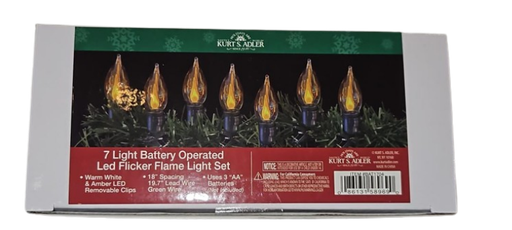 [BAT1704] 10.5' Battery-Operated 7-Light Flicker Flame LED Light Set With Clips