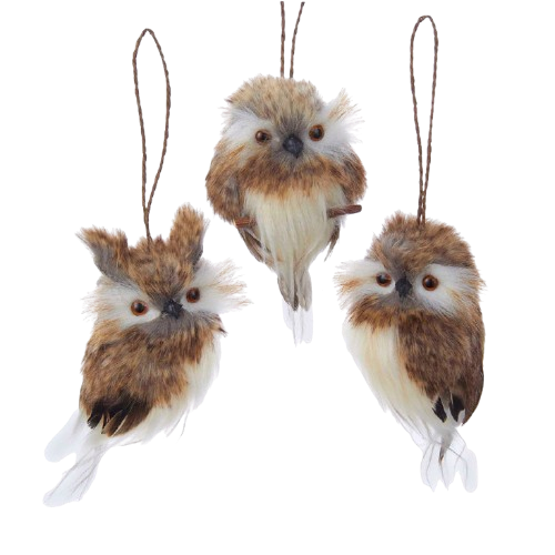[C2279] 4"BROWN HANGING OWL ORN 3/ASST