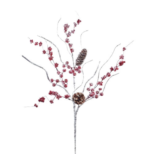 [C6987] 27"BIRCH BERRY BRANCH W/PINECO