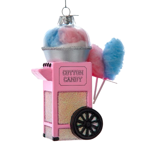 [C7770] 4.75" GLASS COTTON CANDY CART ORNAMENT