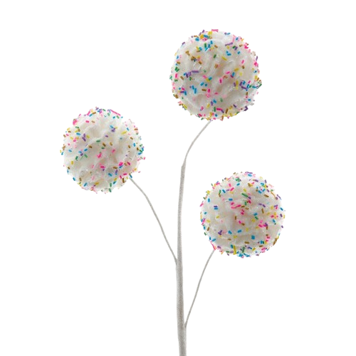 [C9009] WHITE FROSTED WITH SPRINKLES BALL PICK