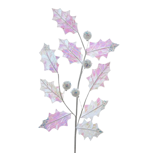 [C9593] 27.5" IRIDESCENT HOLLY LEAF SPRAY 