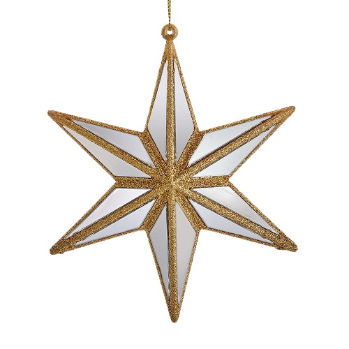 [D4360] IVORY AND GOLD MIRRORED STAR ORNAMENT 