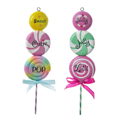 [D4424] 4"RESIN TRIPLE LOLLIPOPS ORNAMENTS / INDIVIDUAL