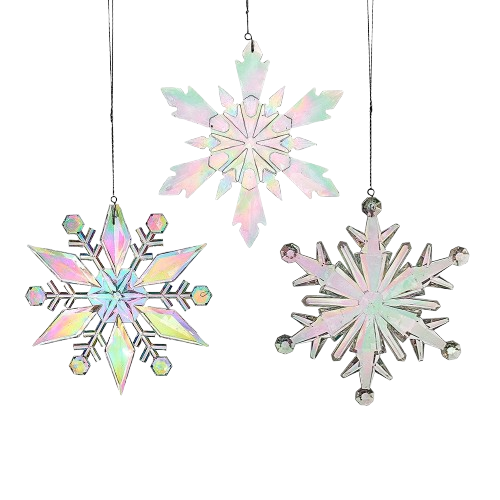 [D4430] 9-9.5" OPALESCENT SNOWFLAKE ORNAMENTS / INDIVIDUAL