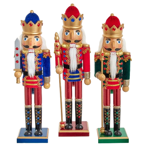 [F2216] 15" BLUE/RED/GREEN KING NUTCRACKERS