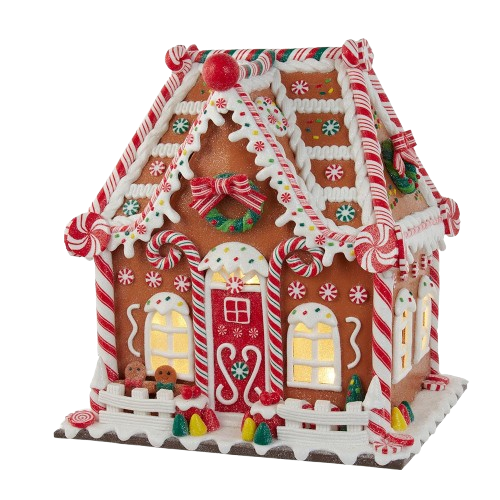 [GBJ0033] 13"BATTERY OPERATED GINGERBREAD HOUSE WITH LED LIGHT