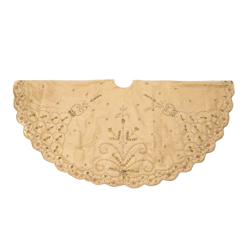 [IN1316] 48"GOLD TREE SKIRT WITH HANDWORK