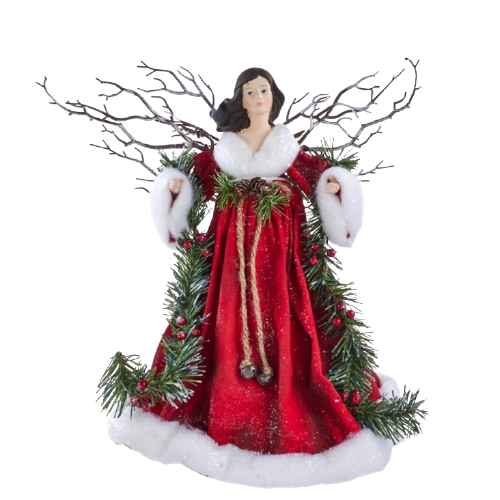 [J6087] 14"FABRIC MACHE ANGEL TREE TOP