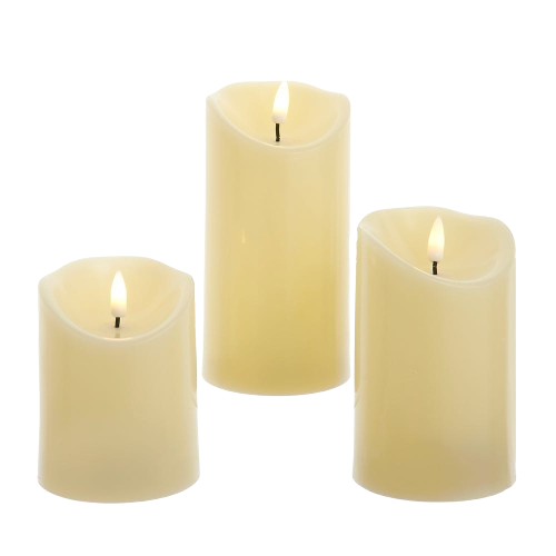 [JEL1022] 4"-6" BATTERY OPERATED LED FLICKER FLAME CANDLES 3-PIECE SET