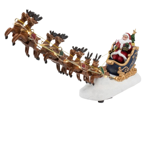 [JEL1304] 7" BATTERY OPERATED LED SANTA WITH SLEIGH TABLE PIECE