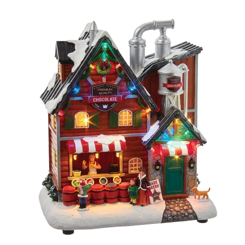 [JEL1312] 10.63"BATTERY OPERATED LIGHT-UP MUSICAL CHOCOLATE FACTORY