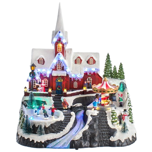 [JEL1321] 15" LIGHTED MUSICAL CHURCH