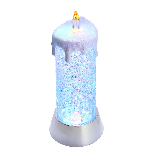 [JT0143] 9.25" BATTERY OPERATED COLOR CHANGING LED SNOWING CANDLE WATER