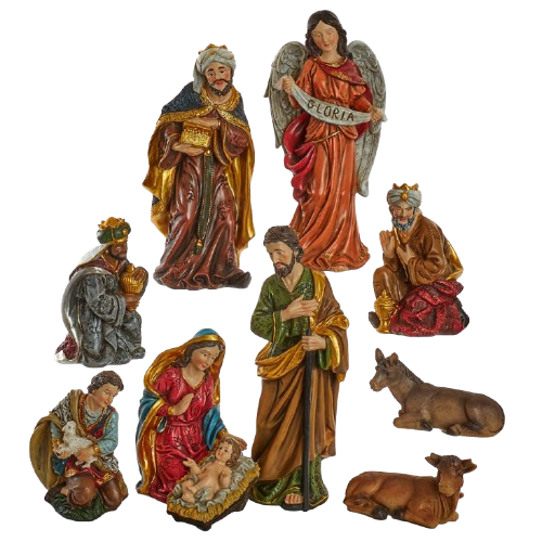 [N1052] 12.5" NATIVITY FIGURINE TABLE PIECES SET 10-PIECES SET
