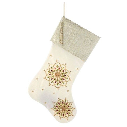 [SG0260] 20" IVORY EMBOSSED STOCKING