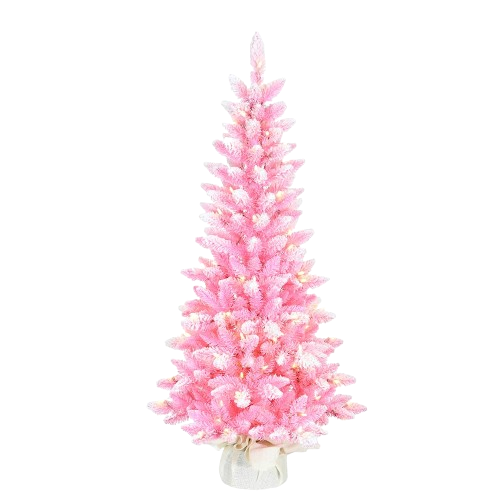 [TR2401LED] 4' PRE-LIT FLOCKED LED PINK SLIM TREE
