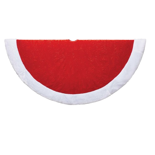 [TS0166] 48" RED & WHITE ETCHED VELVET TREES SKIRT