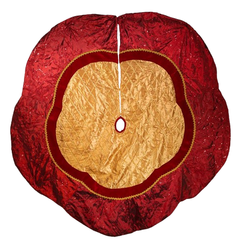 [TS0180] 72"RED/GOLD CRISS CROSS SCALLOP TREE SKIRT