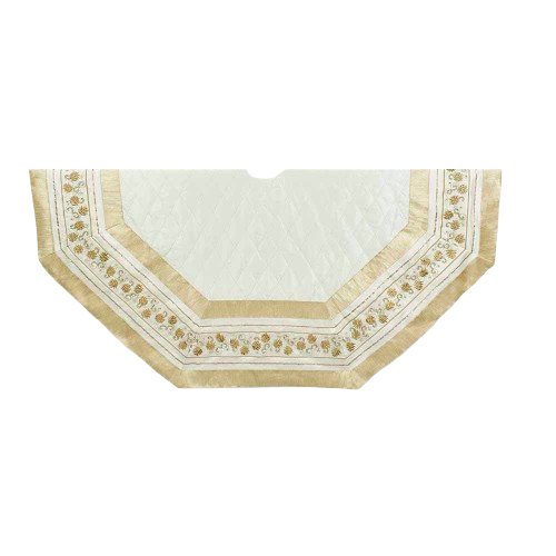 [TS0186] 54"IVORY WITH GOLD PINECONE TREE SKIRT