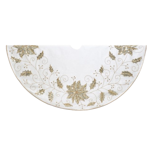 [TS0223] 54"IVORY SNOWFLAKE EMBROIDERED TREE SKIRT 