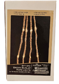 [UL2308] 6'4P BROWN BURLAP ROPE LIGHTS LED