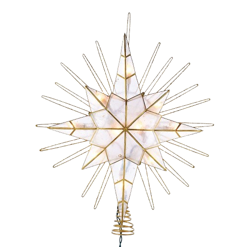 [UL3117] 10L 14" GOLD GLITTER BETHLEHEM STAR TREETOP