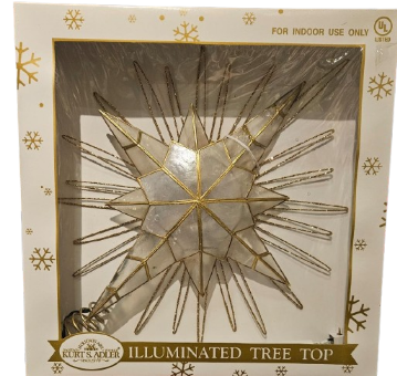 [UL3117] 10L 14" GOLD GLITTER BETHLEHEM STAR TREETOP