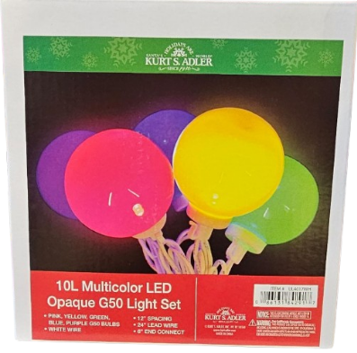 [UL4017WH] 10L MULTICOLOR LED OPAQUE G50 WHITE WIRE