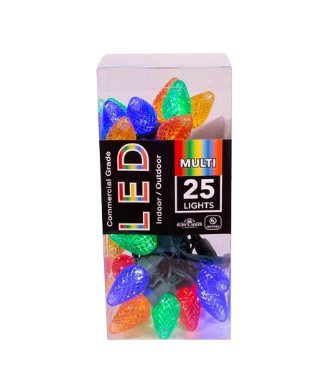 [UL4118M] 25L FACETD C7 MULTICOLORED LED GRN WIR