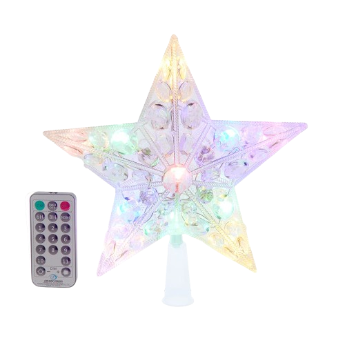 [AD2839] 8.65"PRELIT DUAL COLOR MULT+WRM WHT LED STAR TREETOP