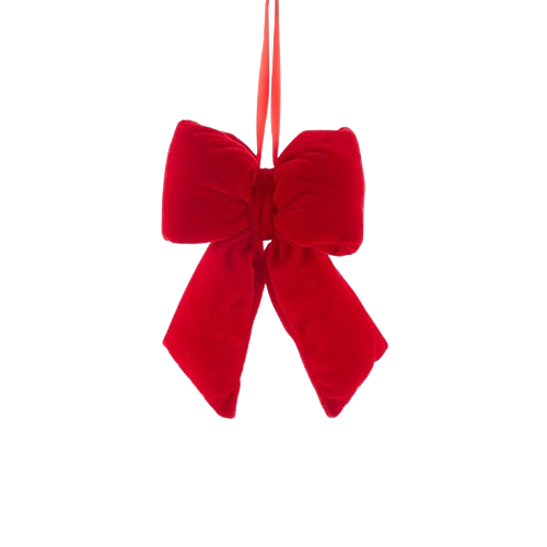 [C0823R] 7.5" SMALL POLYESTER RED BOW W/HANGER