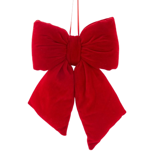 [C0825R] 12" LARGE POLYESTER RED BOW W/HANGER