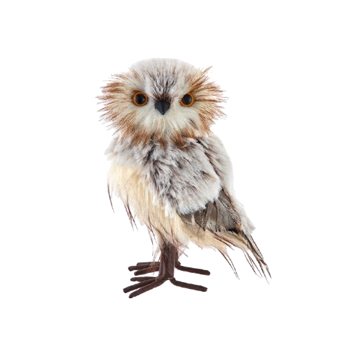 [C2544] 7.5"BROWN & CREAM STANDING OWL