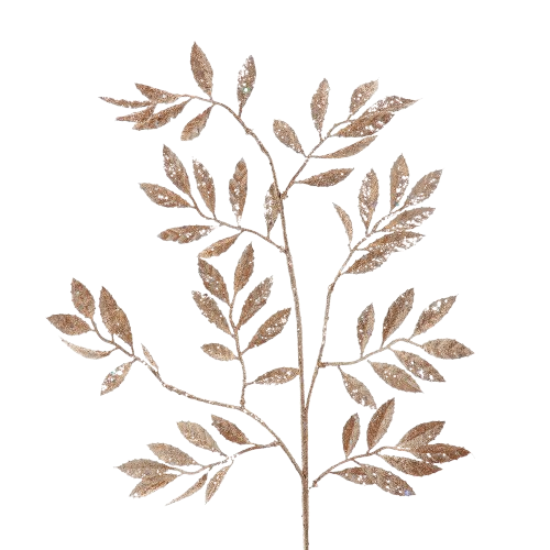[C4951] 29.5"CHAMPAGNE GLITTER LEAF SPRAY