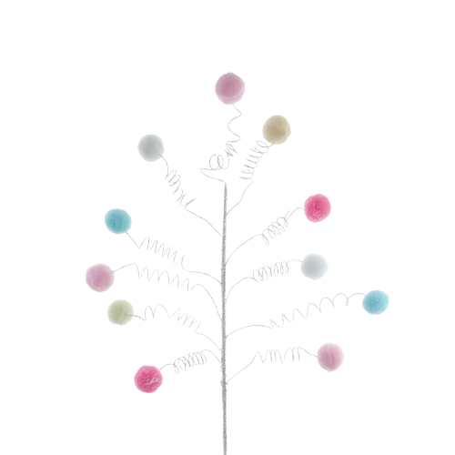 [C4970] 24"GLITTER CURLY PINK, BLUE & WHITE POM POM SPRAY