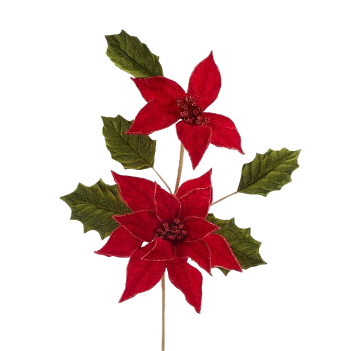 [C9453] 23" HOLLY & POINSETTIA PICK