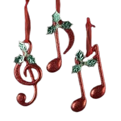 [D0807] 5"RED MUSICAL NOTE W/LEAVES INDIVIDUAL 