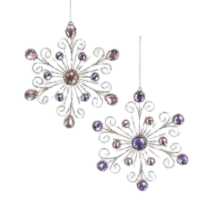 [D1826] 6"WIRE GOLD & PINK SNOWFLAKE 