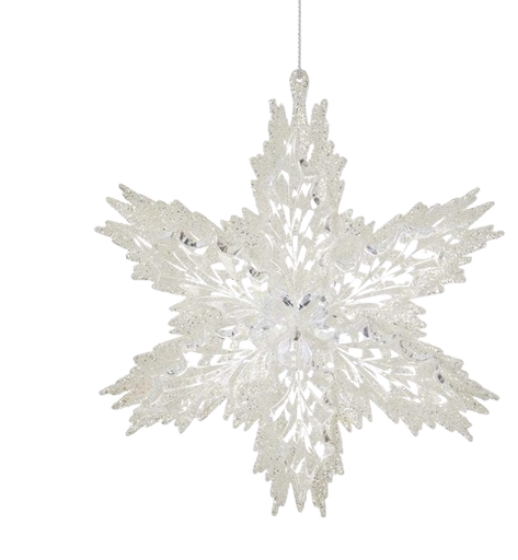 [D3371] 6"ACRYLIC WHITE & CLEAR SNOWFLAKE ORN