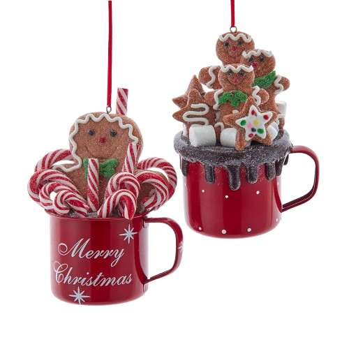 [D4672] 4.9"HOT COCOA CUP ORN W/GINGERBREAD MEN / INDIVIDUAL