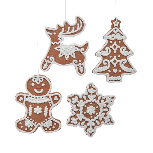 [D4760] 5"GINGERBREAD DEER, MAN, SNOWFLAKE & TREE / INDIVIDUAL 
