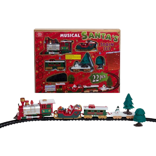 [D4792] BATTERY OPERATED MUSICAL SANTA TRAIN TABLE PIECE