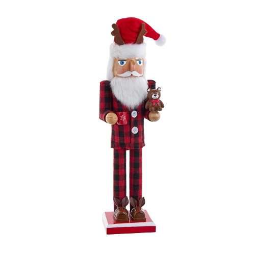 [F2407] 15" SANTA WIHT RED PAJAMAS NUTCRACKER