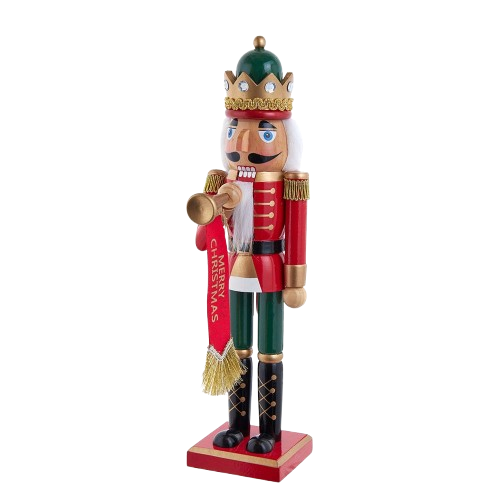 [G5005] 15" RED & GREEN WITH HORN NUTCRACKER