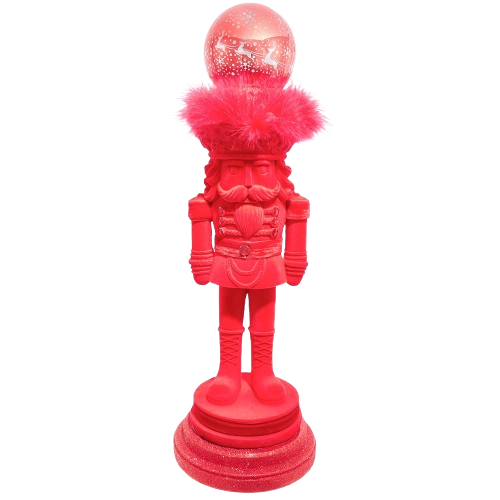 [HA0793] 20" HOLLYWOOD NUTCRACKERS BATTERY OPERATED MUSICAL LIGHTED FLOCKED RED 